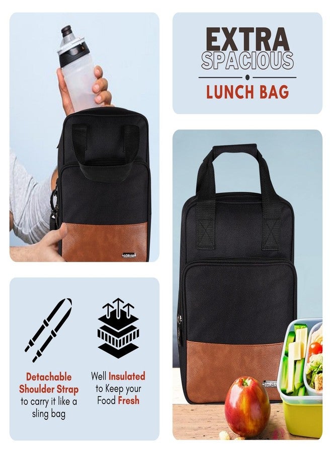 LOREM Black Insulated Tiffin Bag/Lunch Bag for Men & Women Office Waterproof Lunch Bag-TB17 - Image 4